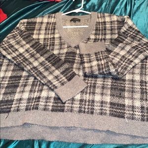 Oversized wool blend plaid sweater